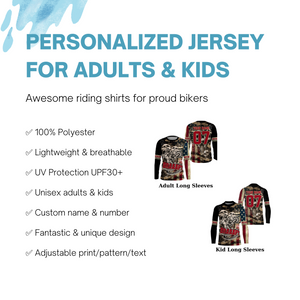 Personalized Skull Racing Jersey UPF30+ Dirt Bike Long Sleeves Brap Motocross Racewear NMS1247