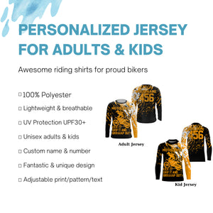 Personalized Dirt Bike Jersey Adult&Kid UPF30+ Orange Motocross MX Racing Off-Road Motorcycle NMS1241