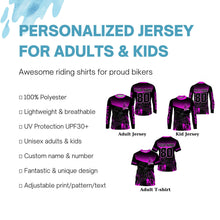 Load image into Gallery viewer, Personalized purple Motocross jersey UPF30+ extreme men kid women dirt bike off-road shirt PDT370