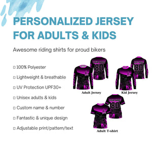 Personalized purple Motocross jersey UPF30+ extreme men kid women dirt bike off-road shirt PDT370