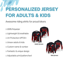 Load image into Gallery viewer, Red Motocross Racing Jersey Men Women Youth UPF30+ Custom Dirt Bike Shirt Off-Road Long Sleeve MX PDT448