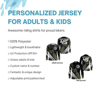 Extreme Motocross Jersey Personalized UPF30+ No Guts No Glory Green Dirt Bike MX Racing Off-road NMS1175