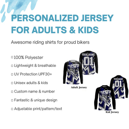 Speed Race Personalized Motocross Jersey UPF30+ Kid Adult Dirt Bike MX Off-road Long Sleeves NMS1141