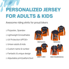 Load image into Gallery viewer, Custom orange Motocross jersey for kid men women UPF30+ dirt bike extreme freestyle motorcycle PDT03