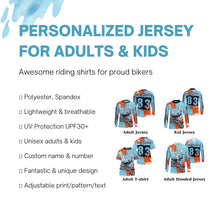 Load image into Gallery viewer, Personalized blue Motocross jersey adult&amp;kid dirt bike shirt UV protective MX extreme motorcycle PDT21