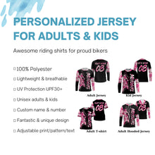 Load image into Gallery viewer, MotoGirl personalized jersey UPF30+ motocross girl pink camo dirt bike riding shirt women bikers NMS1022