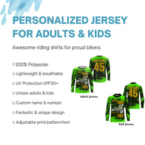 When in Doubt Throttle It out Personalized Dirt Bike Jersey UPF30+ Green Motocross MX Racing NMS1183