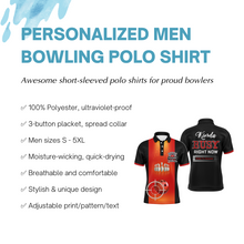 Load image into Gallery viewer, Personalized Men Polo Bowling Shirt, Strike Kinda Busy Right Now, Short Sleeves Bowlers Jersey NBP38