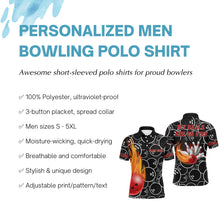 Load image into Gallery viewer, Funny Flame Men Polo Bowling Shirt, My Balls Are on Fire Personalized Bowlers Jersey NBP81