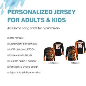 Let's Get Dirty personalized Motocross jersey UPF30+ Extreme dirt bike racing offroad long sleeves NMS1103