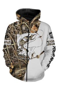 King Salmon Personalized fishing tattoo camo all-over print long sleeve, T-shirt, Hoodie, Zip up hoodie - FSA7