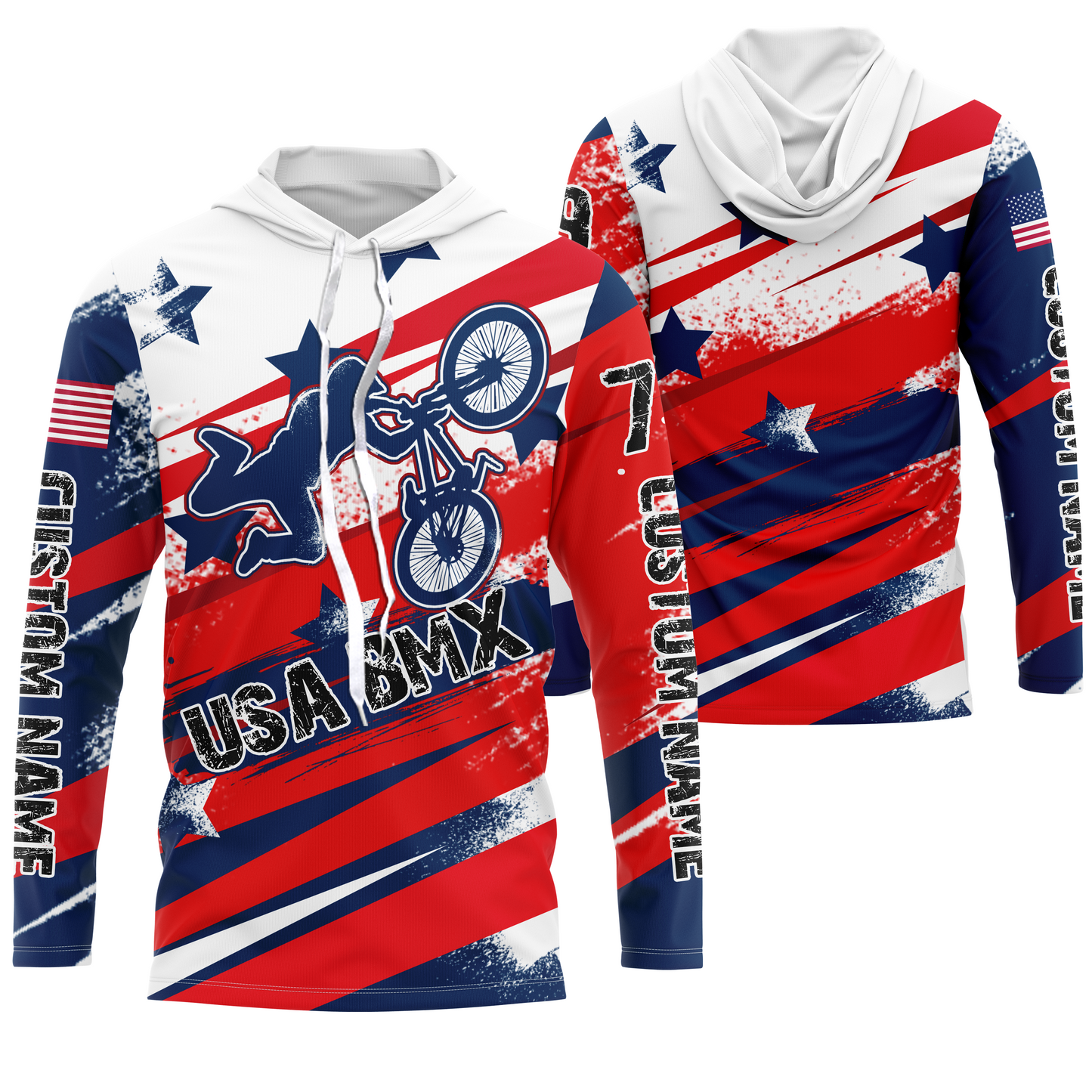 American adult kid BMX jersey Custom UPF30+ Patriotic riding gear USA Freeride Cycling shirt| SLC25