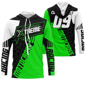 Extreme Motocross Jersey Personalized UPF30+ Racing Shirt Dirt Bike Off-road Biker Motorcycle - Green| NMS634