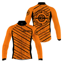 Load image into Gallery viewer, Orange Men cycling jersey Custom name cycle gear with 3 pockets Anti-UV full zip MTB BMX racewear| SLC119