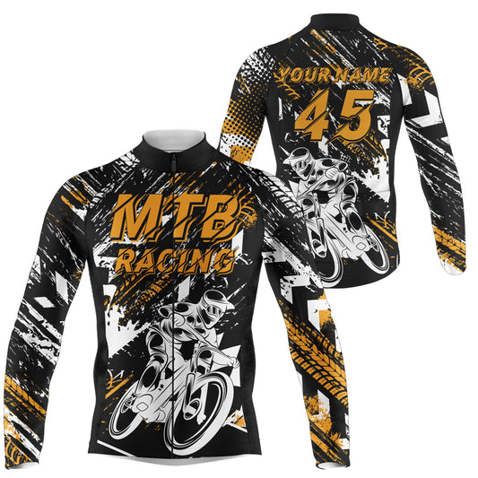 Personalized cycling jersey mens UPF50+ Mountain biking shirt with 3 pockets Reflective MTB gear| SLC95