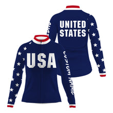 Load image into Gallery viewer, USA men women Cycling jersey UPF50+ American bike shirt with 3-rear pockets Full zip bicycle gear| SLC179