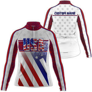 Personalized American men women Cycling jersey with 3 pockets Full zipper UPF50+ USA bike shirts| SLC181