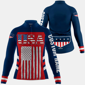 USA Men & Women cycling jersey UPF50+ American bike shirt with 3 pockets & full zip MTB BMX Gear| SLC164