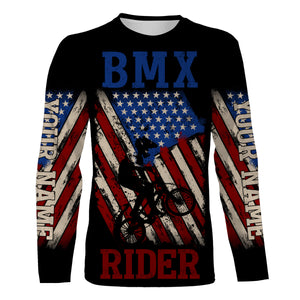 American Mountain Bike Jersey, BMX Rider Custom Patriotic Shirt for Cyclist, Bike Rider| JTS438