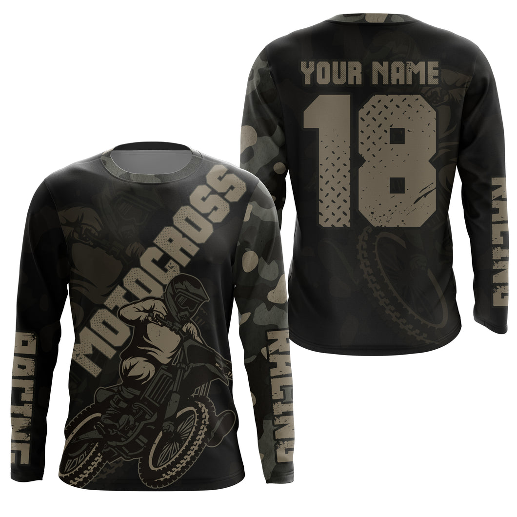 Camo kid&adult Motocross riding jersey personalized dirt bike shirt UV off-road racing motorcycle PDT142