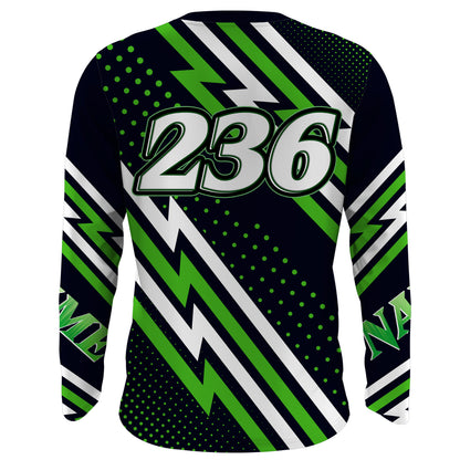 MTB Jersey, Custom Green Downhill Mountain Bike Racing Shirt, Cycling Shirt UV Protection UPF 30+| JTS495