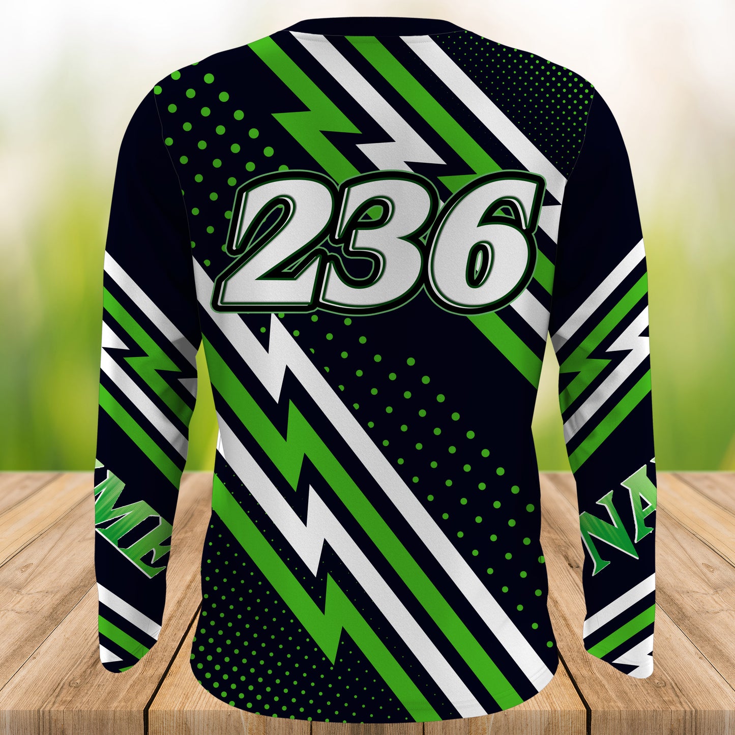 MTB Jersey, Custom Green Downhill Mountain Bike Racing Shirt, Cycling Shirt UV Protection UPF 30+| JTS495
