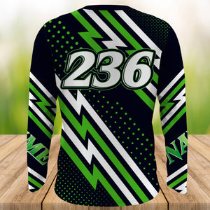 MTB Jersey, Custom Green Downhill Mountain Bike Racing Shirt, Cycling Shirt UV Protection UPF 30+| JTS495