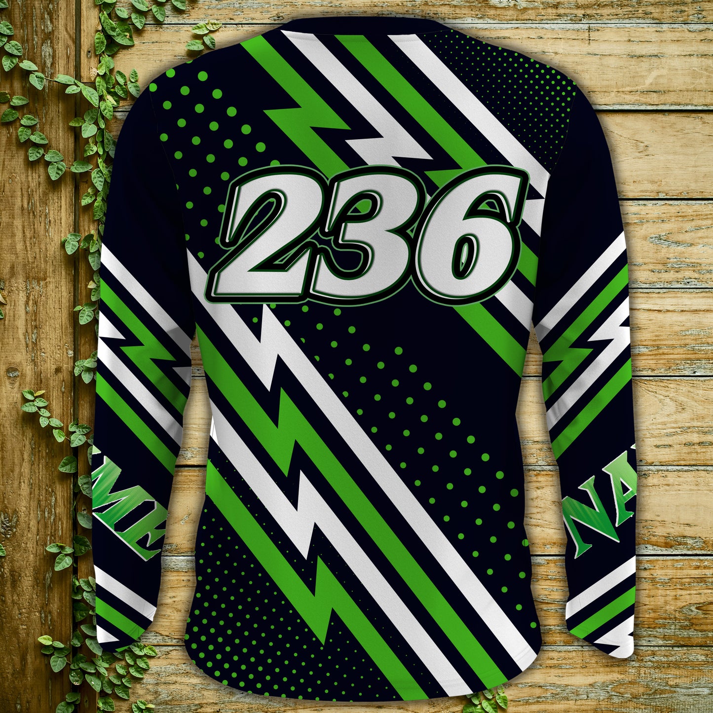 MTB Jersey, Custom Green Downhill Mountain Bike Racing Shirt, Cycling Shirt UV Protection UPF 30+| JTS495