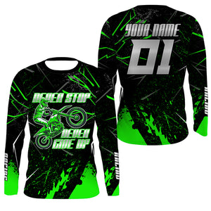 Green kid men women Motocross jersey UPF30+ extreme custom dirt bike racing shirt off-road PDT388