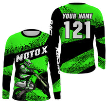 Load image into Gallery viewer, Personalized MotoX jersey racing youth women men UPF30+ Motocross off-road green biker shirt PDT269