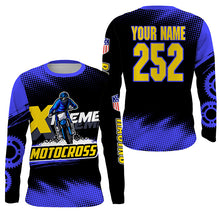 Load image into Gallery viewer, Men women kid Motocross jersey UPF30+ blue extreme personalized MX riding shirt biker off-road PDT242