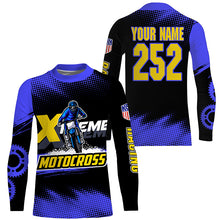 Load image into Gallery viewer, Men women kid Motocross jersey UPF30+ blue extreme personalized MX riding shirt biker off-road PDT242