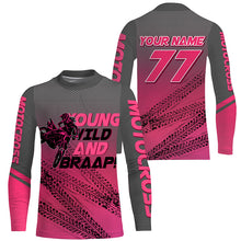 Load image into Gallery viewer, Personalized Motocross Jersey for Women Girls UPF30+ Young Wild Brap Dirt Bike Racing Off-road NMS1254