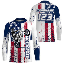 Load image into Gallery viewer, Patriotic Custom Motocross Jersey Kid Adult UPF30+ MX Racing Dirt Bike Offroad Motorcycle Racewear NMS1273