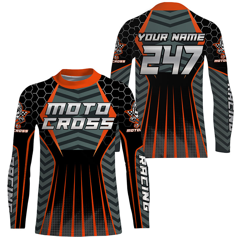 Personalized orange Motocross jersey men women kid racing UPF30+ biker off-road motorcycle shirt PDT303