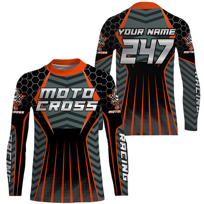 Personalized orange Motocross jersey men women kid racing UPF30+ biker off-road motorcycle shirt PDT303