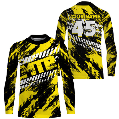 Yellow adult kid MTB jersey UPF30+ mountain biking shirt Custom extreme cycling bicycle gear| SLC50