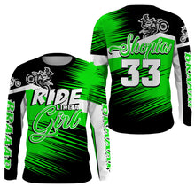 Load image into Gallery viewer, Ride Like A Girl Motocross Jersey Personalized UPF30+ Green Dirt Bike Riding Shirt Women Girls NMS737