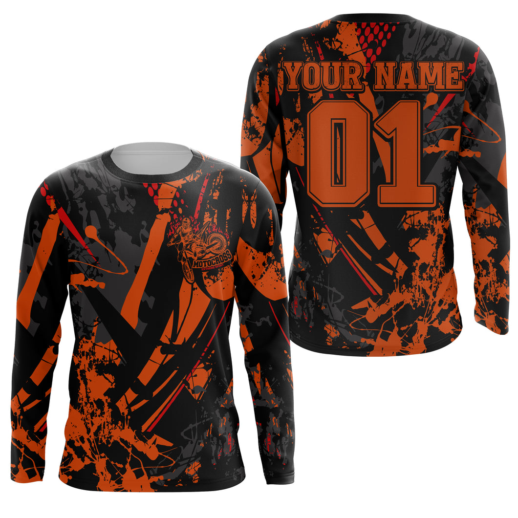 Extreme dirt bike jersey UPF30+ custom number MX racing orange kid&adult off-road Motocross shirt PDT219