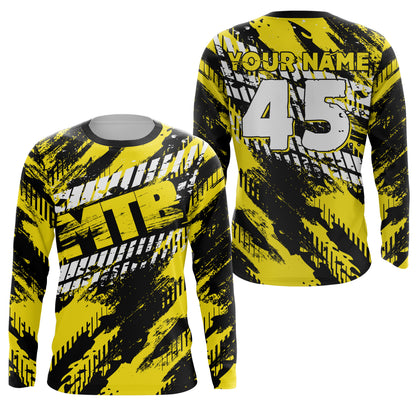 Yellow adult kid MTB jersey UPF30+ mountain biking shirt Custom extreme cycling bicycle gear| SLC50