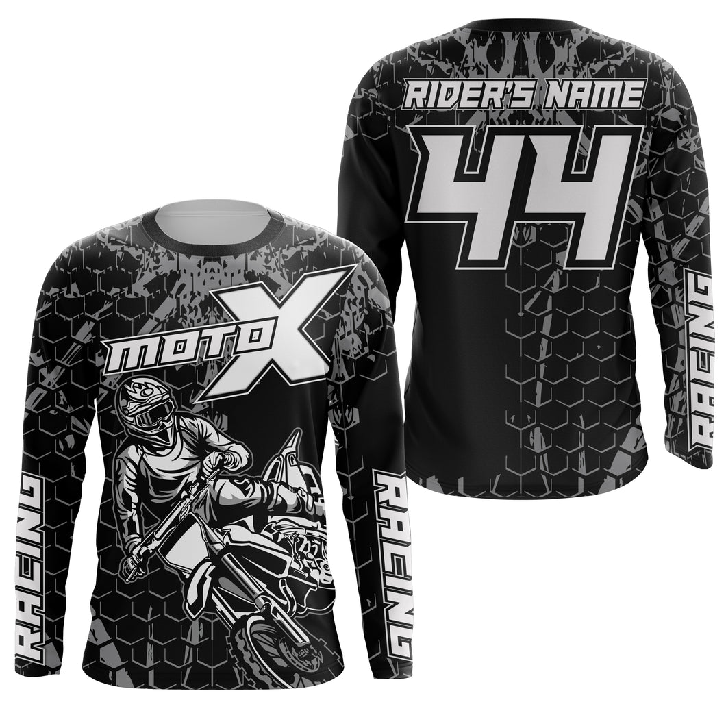 Custom name&number dirt bike jersey men women kids black Motocross off-road UPF30+ racing motorcycle PDT153