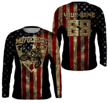 Load image into Gallery viewer, US Motocross Jersey Personalized UPF30+ Adult&amp;Kid Patriotic Motocross Racing Motorcycle Offroad Riders| NMS724