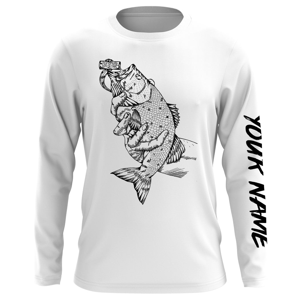 Bass fishing bass fish drink beer on my hand ChipteeAmz's art UV protection long sleeves personalized gift AT069