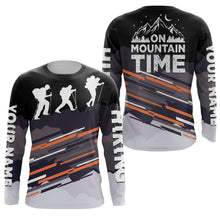 Load image into Gallery viewer, Custom On Mountain Time Shirt Happy Hikers Outdoor Long Sleeve Hiking Shirt Hiking Clothes for Men SP127