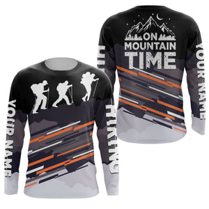 Custom On Mountain Time Shirt Happy Hikers Outdoor Long Sleeve Hiking Shirt Hiking Clothes for Men SP127