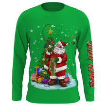 Load image into Gallery viewer, Bass fishing Santa Claus with bass fish ChipteeAmz&#39;s art UV protection long sleeves personalized gift AT070