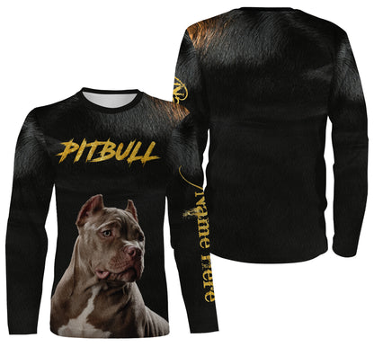 Love Pitbull Hoodie Long Sleeve T-shirt| Custom Name Unisex Pitbull Shirt for Pitbull Owner Dog Lover| JTSD274