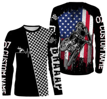 Load image into Gallery viewer, Dirt Bike American Flag Personalized Long Sleeves, Hoodie, Braap Motocross Off-road Racing Patriotic| NMS290