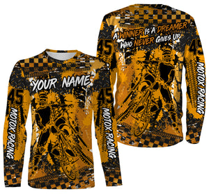 MotoX Racing Jersey A Winner Is A Dreamer All Over Printed Hoodie, Motocross Dirt Bike Off-road| NMS271