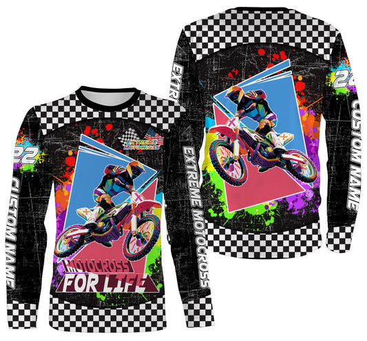 Extreme Motocross Racing All Over Printed Jersey Hoodie T-shirt, Personalized Motorcycle Off-road| NMS285